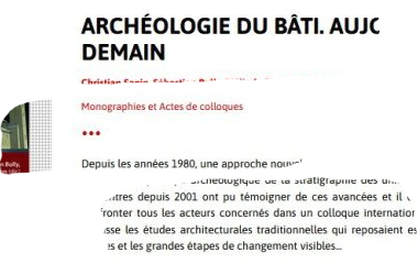 Publication colloque Archéologie du bâti
