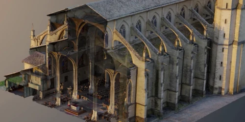 Vue axonométrique d'une cathédrale.